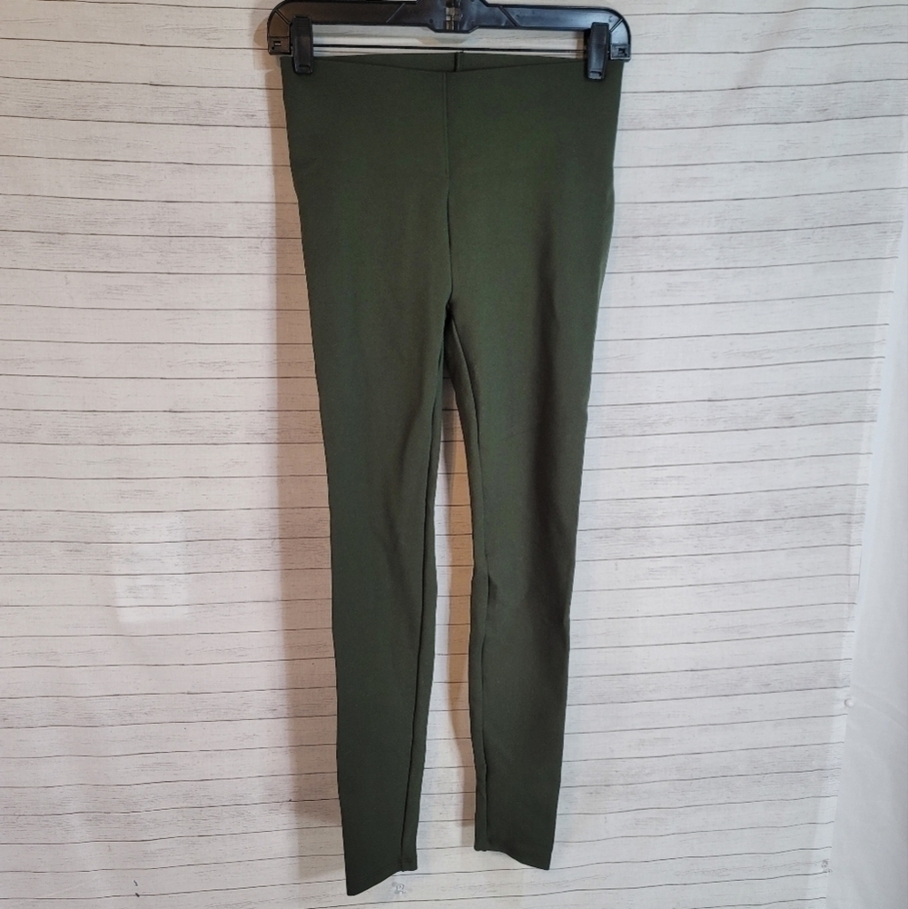 LOFT POINTE OLIVE GREEN LEGGINGS, SZ XS